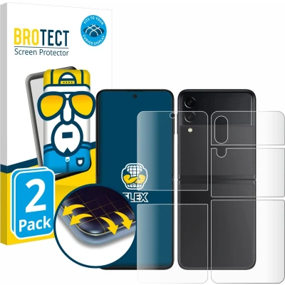 Afbeelding van BROTECT Screenprotector voor Samsung Galaxy Z Flip 3 5G (Voor+Achter) Folie Beschermfolie transparant volledig dekking (2 Stuks)