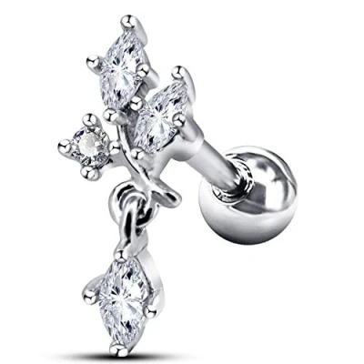 Afbeelding van OUFER Piercing Helix Oorpiercing, 16G, kraakbeen, van chirurgisch staal, 316L, hanger, kroonluchter, wijnstok, met zirkonia, tragus, oorbellen, dames, ring, sieraden, piercing, 6 mm, roestvrij