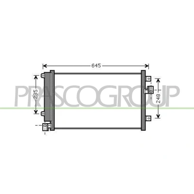 Afbeelding van PRASCO FT717C002 Condensor Airco Met droger 15mm Aluminium 550mm FIAT: Multipla (186) 1.9 JTD, JTD 115 2002 2010
