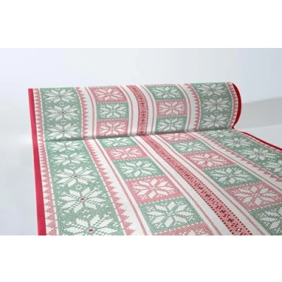 Afbeelding van Sovie HORECA Tafelloper Chriss in rood groen van Linclass® Airlaid kerststerren Kerstmis 40 cm x 24 m 1 stuk