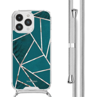 Afbeelding van Apple iPhone 14 Pro Max Hoesje Kunststof iMoshion Softcase/Koordhoesje/Backcover Petrol Green Graphic Telefoonhoesje