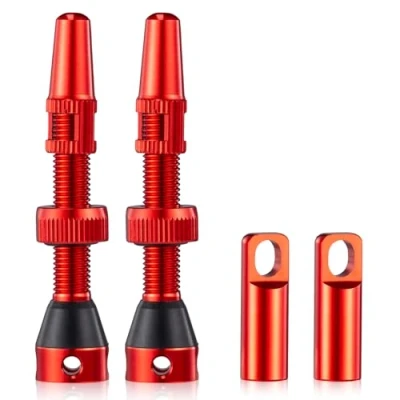 Afbeelding van HZJD 2 stuks Presta tubeless ventielen, rood, stuurpen (44 mm)