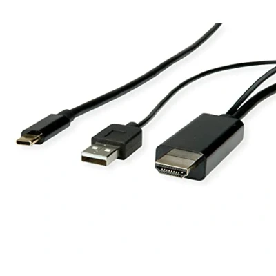 Afbeelding van USB C naar HDMI kabel Roline 1 meter (4K@60Hz, A, Verguld)