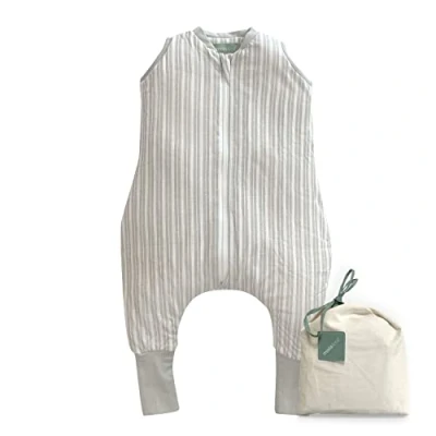 Afbeelding van Molis&amp;Co slaapzak met voeten en sokken, 1,0 TOG, ideaal voor herfst lente, 100% katoen, Dawn Stripes, 3 jaar
