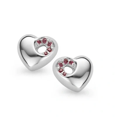 Afbeelding van Orphelia Oorbel Hart Garnet Zirconium Sterling Zilver 925