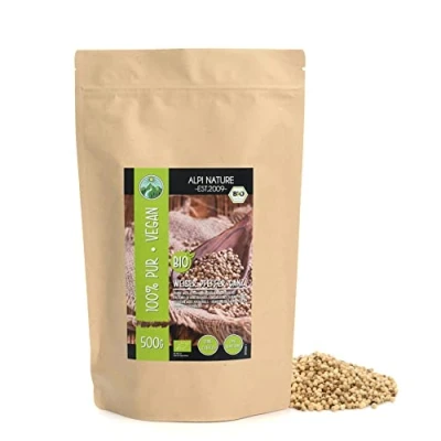 Afbeelding van biologische peper wit (500 g), biologisch witte peperkorrels, van gecontroleerde teelt, wit, getest in laboratorium, 100% zuiver en natuurlijk