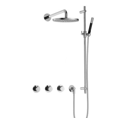 Afbeelding van Hotbath Cobber Regendoucheset IBS70 Chroom Staaf handdouche 20cm Hoofddouche Wandarm Handouche met glijstang Tijdloze uitstraling