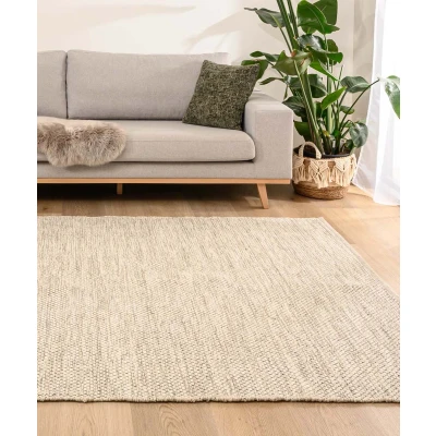 Afbeelding van Wollen Tapijt/Vloerkleed Odda Wit/taupe 200x300 Cm 100% Wol