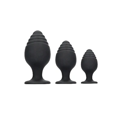 Afbeelding van Rippled Butt Plug Set Zwart