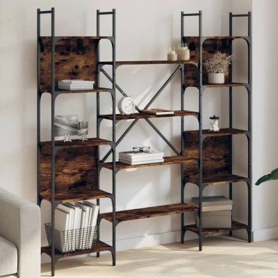 Afbeelding van Boekenkast 155,5x24x166,5 cm bewerkt hout gerookt eikenkleurig