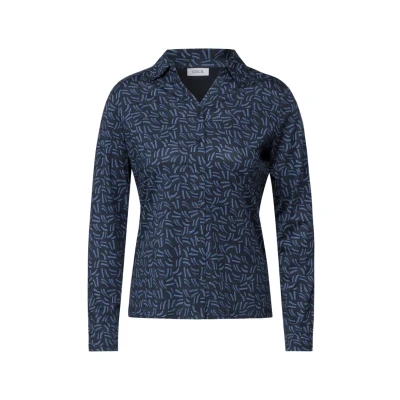 Afbeelding van Cecil MIT Minimal Print Overhemdblouse, Dames, Maat: XL, Blau