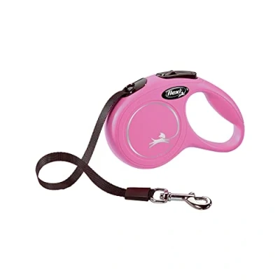 Afbeelding van FLEXI Hondenriem, klassiek, intrekbaar, rollijn, ergonomisch, duurzaam, knoopvrij, voor honden, 4,9 m, middelgroot, roze