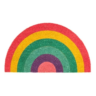 Afbeelding van Fisura Vormige entreemat. Originele kokos deurmat met anti slip PVC rug. Afmetingen: 70 x 40 cm. (Regenboog, veelkleurig)