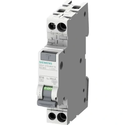 Afbeelding van Siemens rcbo compact 195 v 13 a 1ka 50 hz 2 polen ip20 5sv1316 6kk13
