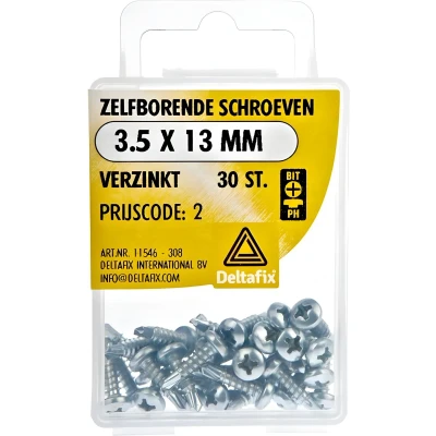 Afbeelding van Zelfborende Schroeven 3.5x 13 mm Verzinkt, 30 Stuks