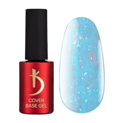 Afbeelding van K Professional Base Coat Gel Cover Blue Flakes camouflage 7 ml onderlak UV nagellak gelnagels blauwe vlokken kleur glitter confetti LED