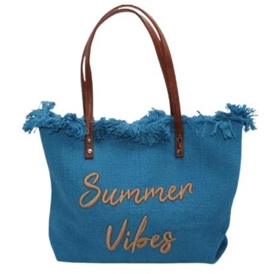 Afbeelding van Strandtas Shopper Weekendtas Effen Blauw