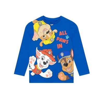 Afbeelding van PAW Patrol T Shirt Jongens Lange Mouw Chase, Marshall En Rubble Tshirt Tops Blauw 92