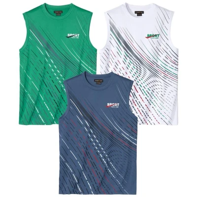 Afbeelding van ATLAS FOR MEN Set van 3 mouwloze T shirts polyester Heren Verkrijgbaar in grote maten XL