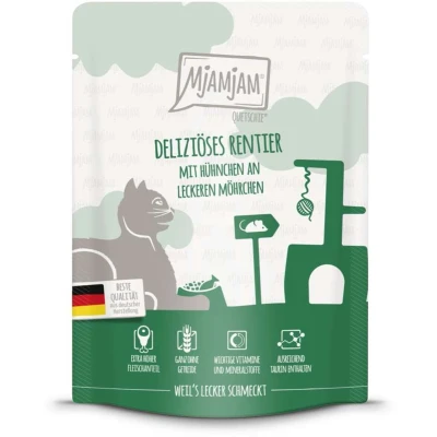 Afbeelding van MjAMjAM Cat Heerlijke Maaltijden Zakje 6x300g Rendier &amp; Wortels