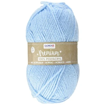 Afbeelding van Glorex 5 1001 06 Premium wol van 100% acryl, gemakkelijk te verwerken, veelzijdig inzetbaar, verwarmend, zacht, niet kriebelend, 50 g, ca. 140 m, lichtblauw