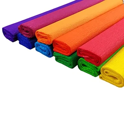 Afbeelding van Netuno 10 rollen crêpepapier, op kleur gesorteerd, 200 x 50 cm, verschillende kleuren, knutselpapier, kleurrijk gemengd, knutselcrêpepapier, om te knutselen, decoreren,