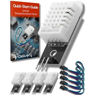 Afbeelding van AZDelivery 5 x DHT22 AM2302 Temperatuursensor en Vochtigheidssensor met Bord Kabel compatibel Arduino Inclusief E Book!