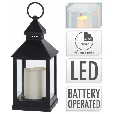 Afbeelding van Edp 71653 Lantaarn met LED kaars, 23 cm, zwart, eenheidsmaat