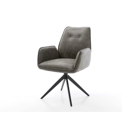 Afbeelding van DELIFE Draaistoel Zoa Flex microvelours grijs antiek kruisframe breed zwart 360 draaibaar rocker functie pocketveer kern