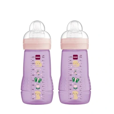 Afbeelding van MAM Babyfles Easy Active ™ 270 ml, kat/vlinder in een dubbelpak
