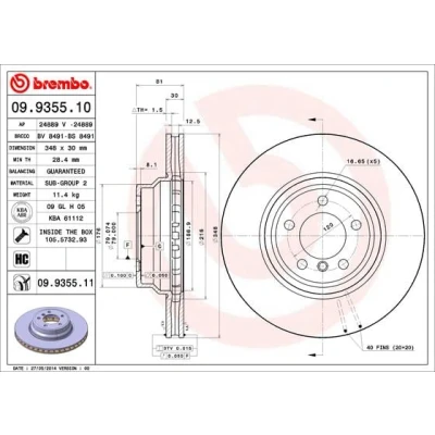 Afbeelding van Brembo Remschijf 09.9355.11