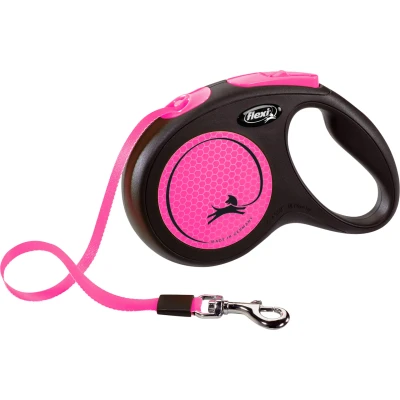 Afbeelding van Flexi Rollijn New Neon Tape Zwart / Roze M 5 MTR TOT 25 KG (398603)