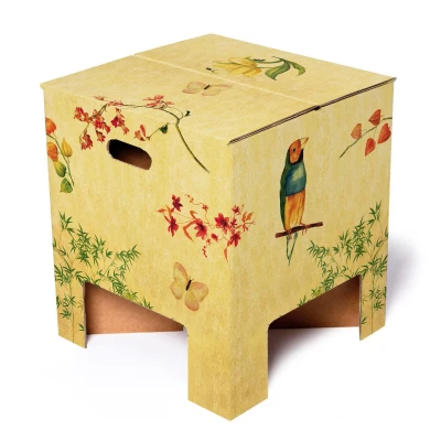 Afbeelding van Dutch Design Brand Kruk Chair Van Karton Japanese Blossom Japanse Bloesem 30x30x34cm