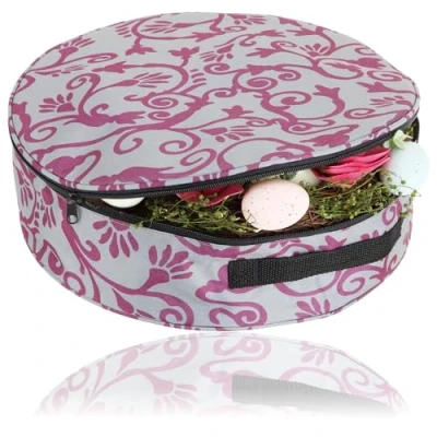 Afbeelding van COM FOUR® Opbergtas voor kransen en guirlandes grote containerdoos met handvat kerstversieringen, paaskransen, adventskransen decoratieve kranstas