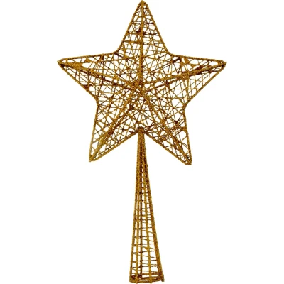 Afbeelding van Cosy &amp; Trendy Kerstboompiek glitter ster koperkleurig 28 cm