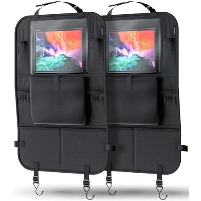 Afbeelding van LIONSTRONG Autostoelorganizer, universeel, meerdere vakken, bescherming voor de achterbank, kinderen, kickmatten (2 delige tablet)