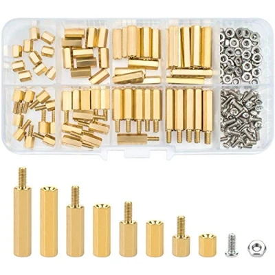 Afbeelding van AMZANDY NEW M3 messing afstandhouders hex zuilen PCB board mannelijk vrouwelijk draad afstandsbouten assortiment set voor moederbord 120 stuks