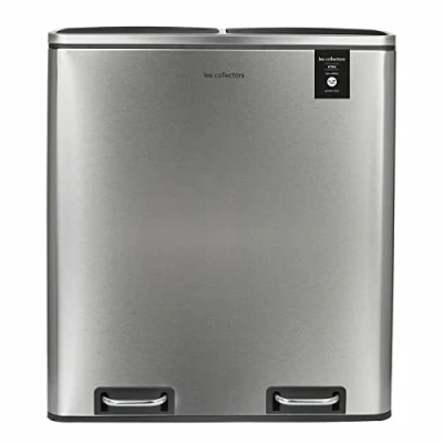Afbeelding van Les Collectors Keuken Sorteerprullenbak N904, Inox, Inhoud 54 L, Bestendig, 2 Compartimenten, Losse Binnenemmers, Goed voor het milieu, Afval scheiden, Soft Close Deksel