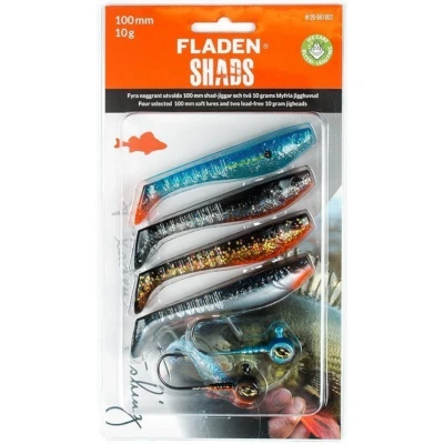 Afbeelding van Fladen Soft Lure Assortment 2 Shad 100mm + Jigheads (6 delig)