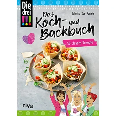 Afbeelding van Die drei !!! Das Koch und Backbuch: 50 clevere Rezepte. Lieblingsgerichte von Kim, Marie Franzi: Herr Grevenbroichs Auberginenauflauf, Café Lomos Kakao Spezial, Kuchen vom Winklerhof mehr