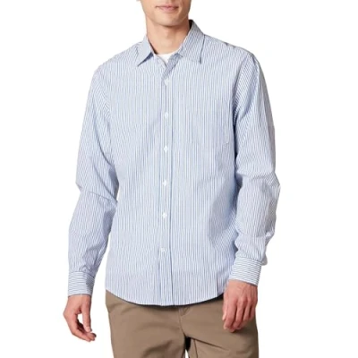 Afbeelding van Amazon Essentials Slim fit lange mouw streep Shirt Knop, Wit/Blauw, XXL