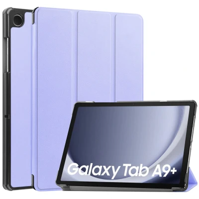 Afbeelding van Samsung Galaxy Tab A9 Plus Hoes: iMoshion Trifold Bookcase Lila Kunstleder Tablet Hoezen
