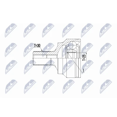 Afbeelding van Homokineet reparatie set, aandrijfas NTY NPZ ME 021