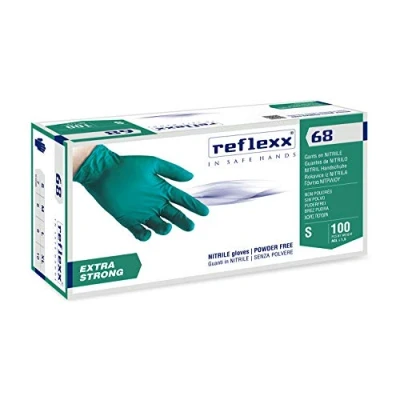 Afbeelding van Reflexx R68/L nitrilhandschoenen, poedervrij, maat 6,0, groen, 100 stuks, M,