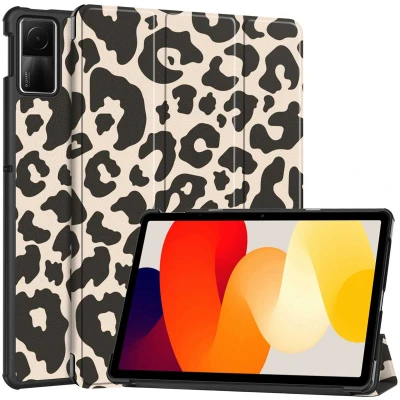 Afbeelding van Xiaomi Redmi Pad SE Hoes: iMoshion Design Trifold Bookcase Leopard Kunstleder Tablet Hoezen
