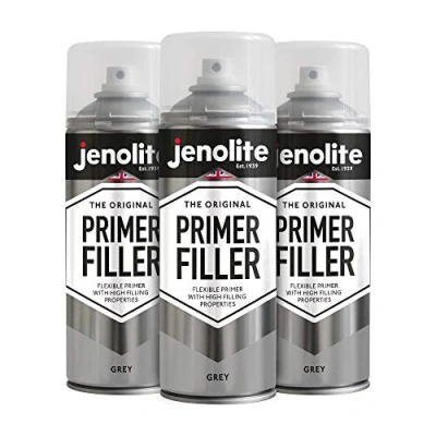 Afbeelding van JENOLITE Primervuller Spuitbusverf GRIJIS Flexibele primer met hoge vuleigenschappen Vult kleine deuken en krassen voor een gladde afwerking 3 x 400 ml