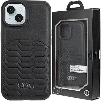 Afbeelding van Audi synthetisch leren hoesje met MagSafe voor iPhone 15/14/13 zwart