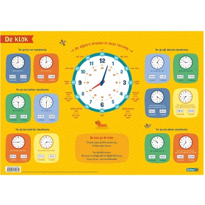 Afbeelding van Deltas onderlegger De klok junior 43 x 30,5 cm PVC
