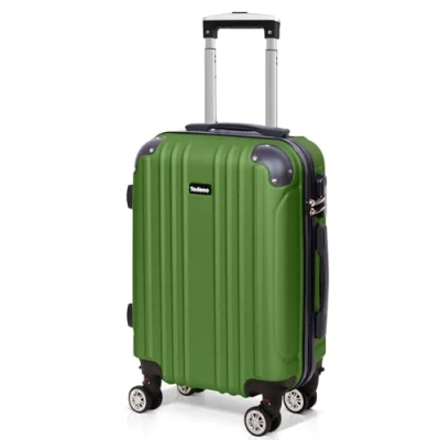 Afbeelding van Todeco Harde koffer trolley rolkoffer reiskoffer, olijfgroen, S (55cm 33L)