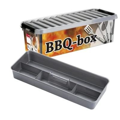 Afbeelding van SUNWARE Q Line BBQ Box + 1 Tray 9,5 Liter 485 x 190 147 grijs/transparant